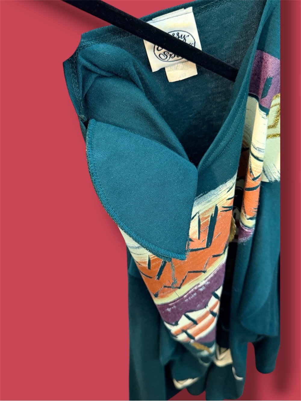 Teal Tribal Heart Graphic Long-Sleeve Sweatshirt Made in the USA - Picture 7 of 7